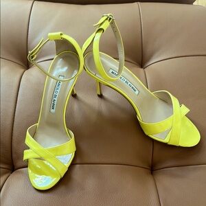 Manolo Blahnik Yellow Patent Leather Heels